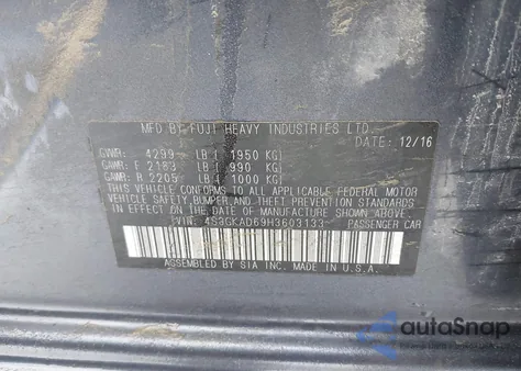 2017 Subaru Impreza 2.0I Premium из США, поврежденный, VIN 4S3GKAD69H3603133